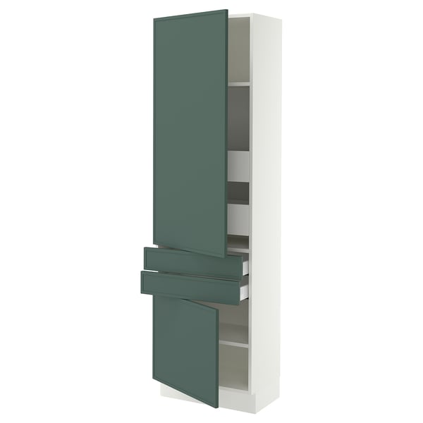SEKTION / MAXIMERA High cab w 2drs/2 fronts/4 drawers, white/Aspudden dark gray-green, 24x15x80 "