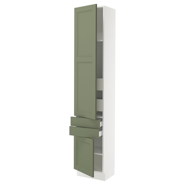 SEKTION / MAXIMERA High cab w 2drs/2 fronts/4 drawers, white/Axstad gray-green, 18x15x90 "