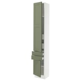 SEKTION / MAXIMERA High cab w 2drs/2 fronts/4 drawers, white/Axstad gray-green, 15x15x90 "