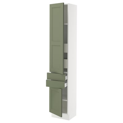 SEKTION / MAXIMERA High cab w 2drs/2 fronts/4 drawers, white/Axstad gray-green, 15x15x80 "