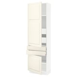 SEKTION / MAXIMERA High cab w 2drs/2 fronts/4 drawers, white/Bodbyn off-white, 24x15x80 "