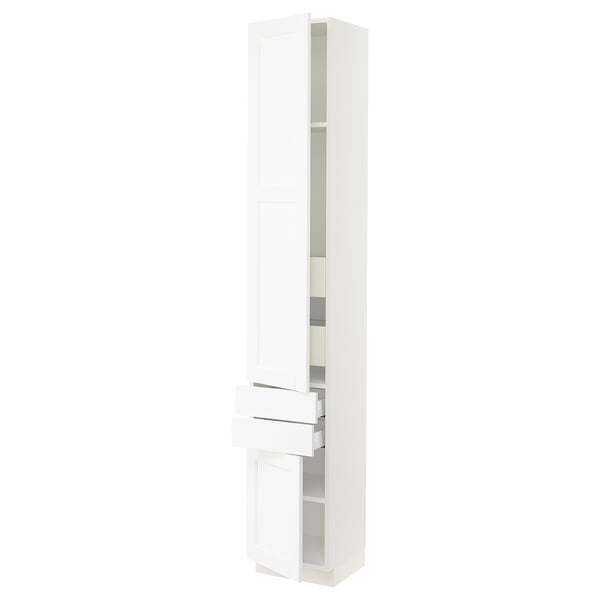 SEKTION / MAXIMERA High cab w 2drs/2 fronts/4 drawers, white Enköping/white wood effect, 15x15x90 "