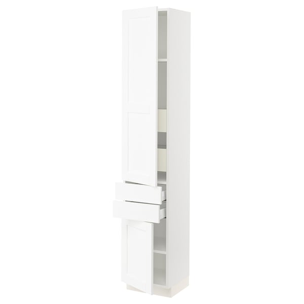 SEKTION / MAXIMERA High cab w 2drs/2 fronts/4 drawers, white Enköping/white wood effect, 15x15x80 "