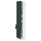 SEKTION / MAXIMERA High cab w 2drs/2 fronts/4 drawers, white/Havstorp deep green, 15x15x80 "