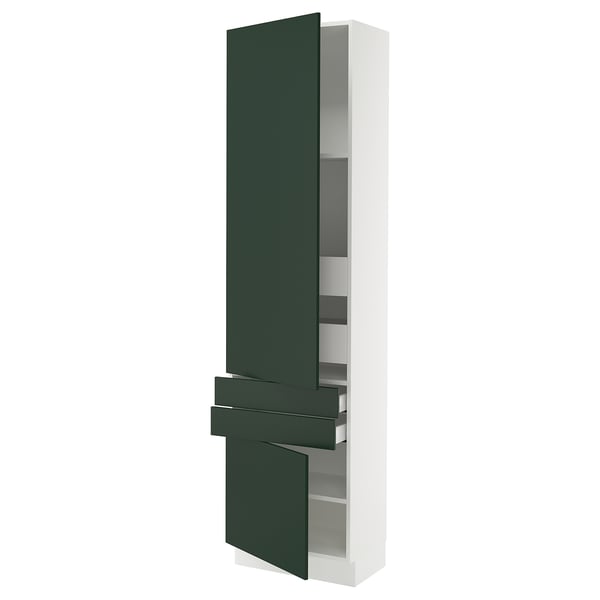SEKTION / MAXIMERA High cab w 2drs/2 fronts/4 drawers, white/Havstorp deep green, 24x15x90 "