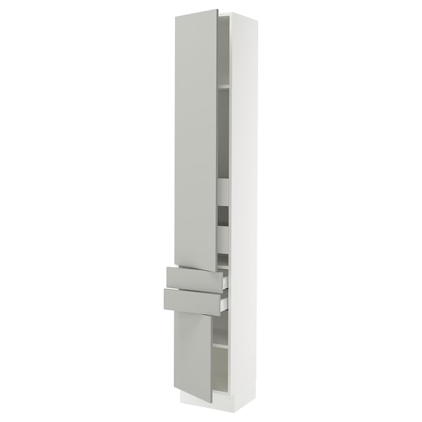 SEKTION / MAXIMERA High cab w 2drs/2 fronts/4 drawers, white/Havstorp light gray, 15x15x90 "
