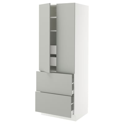 SEKTION / MAXIMERA High cab w 2drs/2 fronts/4 drawers, white/Havstorp light gray, 30x24x80 "