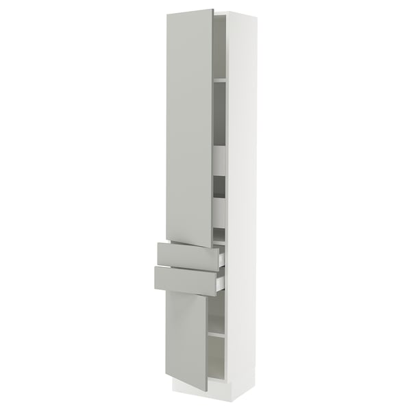 SEKTION / MAXIMERA High cab w 2drs/2 fronts/4 drawers, white/Havstorp light gray, 15x15x80 "