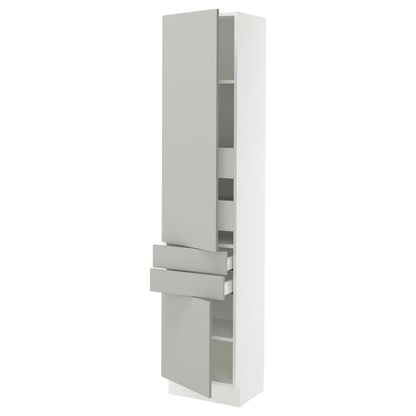 SEKTION / MAXIMERA High cab w 2drs/2 fronts/4 drawers, white/Havstorp light gray, 18x15x80 "
