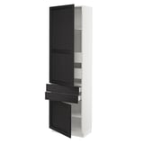 SEKTION / MAXIMERA High cab w 2drs/2 fronts/4 drawers, white/Lerhyttan black stained, 24x15x80 "