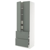 SEKTION / MAXIMERA High cab w 2drs/2 fronts/4 drawers, white/Nickebo matt grey-green, 30x24x90 "