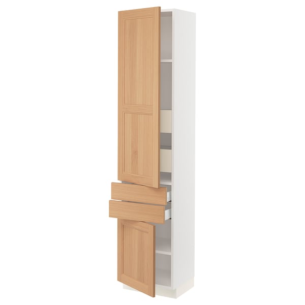 SEKTION / MAXIMERA High cab w 2drs/2 fronts/4 drawers, white/Vedhamn oak, 18x15x80 "