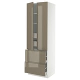 SEKTION / MAXIMERA High cab w 2drs/2 fronts/4 drawers, white/Voxtorp high-gloss dark grey-brown, 30x24x90 "