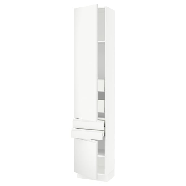 SEKTION / MAXIMERA High cab w 2drs/2 fronts/4 drawers, white/Voxtorp matt white, 18x15x90 "