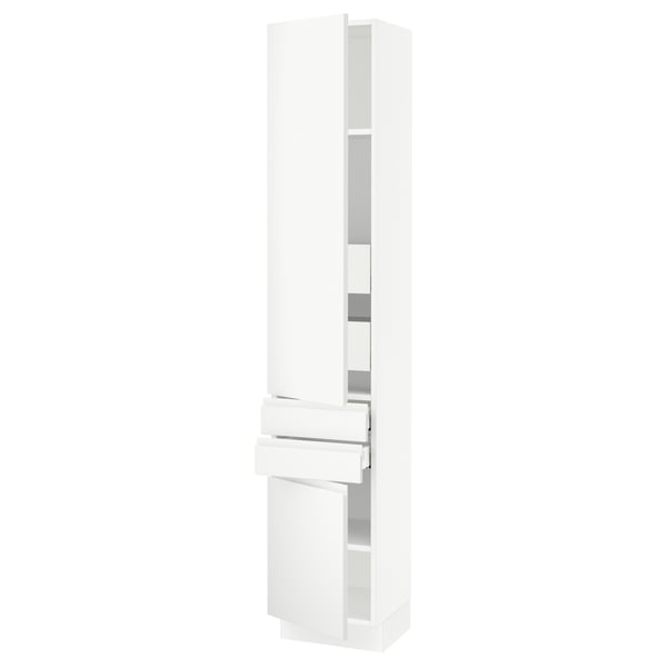 SEKTION / MAXIMERA High cab w 2drs/2 fronts/4 drawers, white/Voxtorp matt white, 15x15x80 "