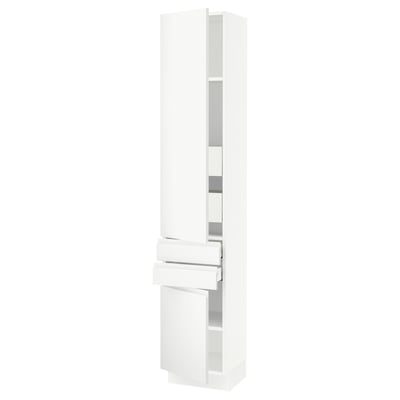 SEKTION / MAXIMERA High cab w 2drs/2 fronts/4 drawers, white/Voxtorp matt white, 15x15x80 "