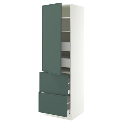SEKTION / MAXIMERA High cab w door/2 fronts/4 drawers, white/Aspudden dark gray-green, 24x24x80 "