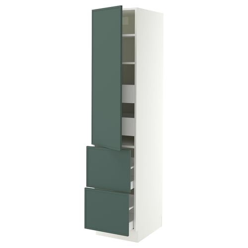 SEKTION / MAXIMERA High cab w door/2 fronts/4 drawers, white/Aspudden dark gray-green, 18x24x80 "
