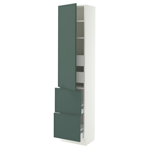SEKTION / MAXIMERA High cab w door/2 fronts/4 drawers, white/Aspudden dark gray-green, 18x15x80 "