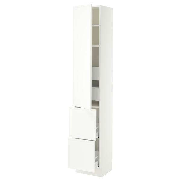 SEKTION / MAXIMERA High cab w door/2 fronts/4 drawers, white/Aspudden matt white, 15x15x80 "