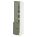 SEKTION / MAXIMERA High cab w door/2 fronts/4 drawers, white/Axstad gray-green, 15x24x80 "