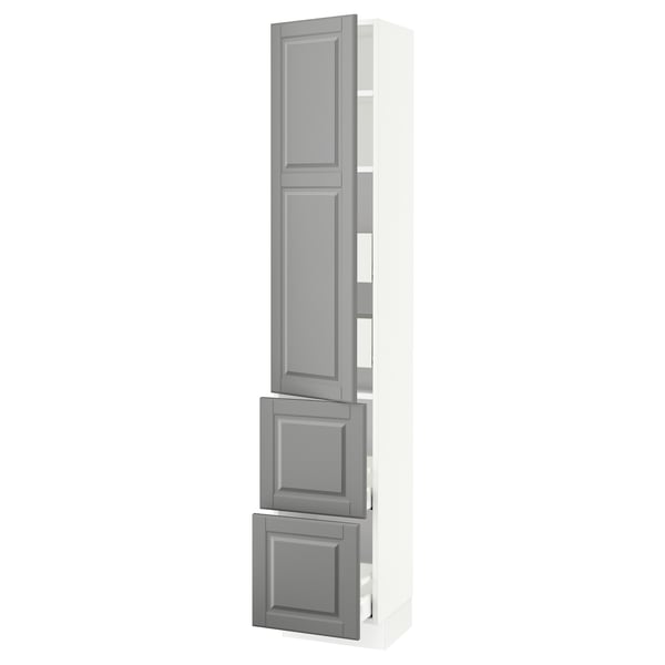 SEKTION / MAXIMERA High cab w door/2 fronts/4 drawers, white/Bodbyn gray, 15x15x80 "