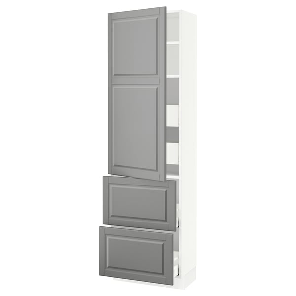 SEKTION / MAXIMERA High cab w door/2 fronts/4 drawers, white/Bodbyn gray, 24x15x80 "