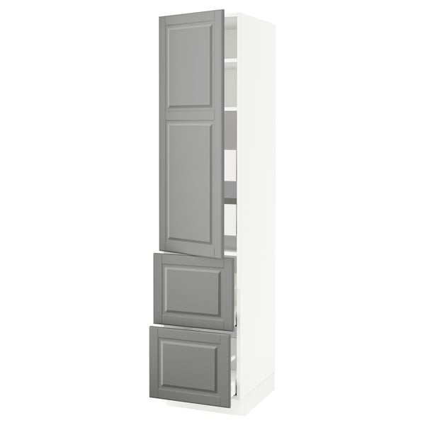 SEKTION / MAXIMERA High cab w door/2 fronts/4 drawers, white/Bodbyn gray, 18x24x80 "