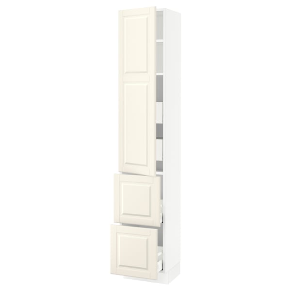 SEKTION / MAXIMERA High cab w door/2 fronts/4 drawers, white/Bodbyn off-white, 15x15x80 "