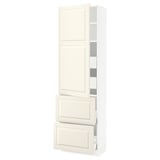 SEKTION / MAXIMERA High cab w door/2 fronts/4 drawers, white/Bodbyn off-white, 24x15x80 "