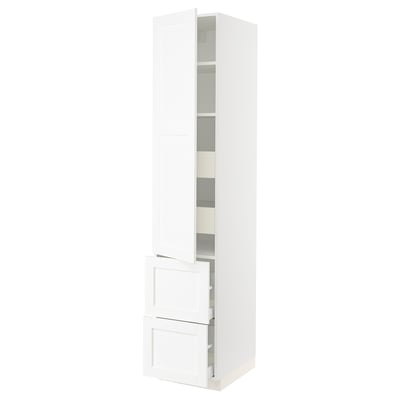 SEKTION / MAXIMERA High cab w door/2 fronts/4 drawers, white Enköping/white wood effect, 18x24x90 "