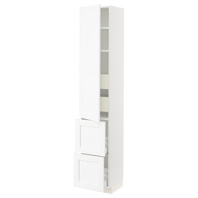 SEKTION / MAXIMERA High cab w door/2 fronts/4 drawers, white Enköping/white wood effect, 15x15x80 "