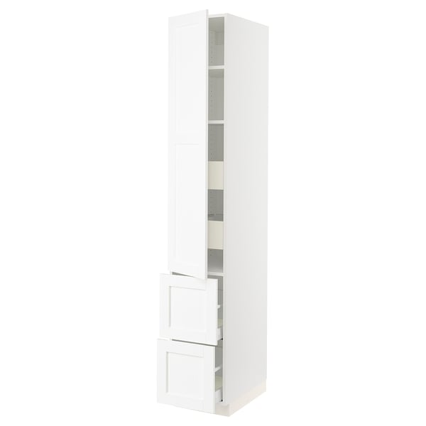 SEKTION / MAXIMERA High cab w door/2 fronts/4 drawers, white Enköping/white wood effect, 15x24x90 "