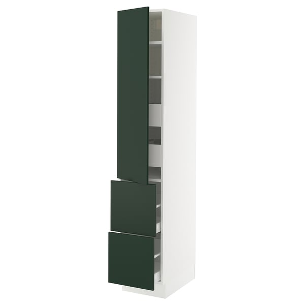 SEKTION / MAXIMERA High cab w door/2 fronts/4 drawers, white/Havstorp deep green, 15x24x80 "
