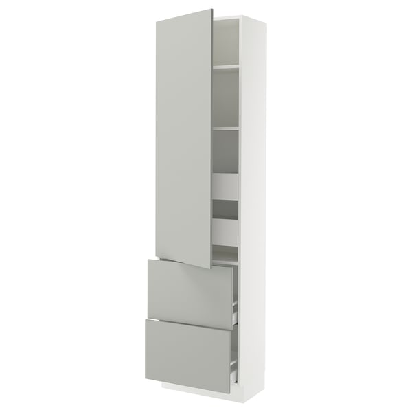 SEKTION / MAXIMERA High cab w door/2 fronts/4 drawers, white/Havstorp light gray, 24x15x90 "
