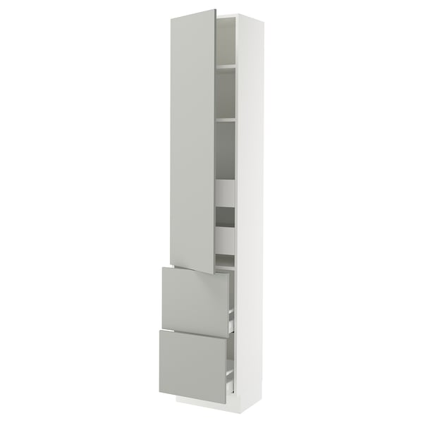 SEKTION / MAXIMERA High cab w door/2 fronts/4 drawers, white/Havstorp light gray, 18x15x90 "