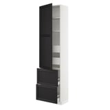 SEKTION / MAXIMERA High cab w door/2 fronts/4 drawers, white/Lerhyttan black stained, 24x15x90 "