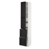 SEKTION / MAXIMERA High cab w door/2 fronts/4 drawers, white/Lerhyttan black stained, 15x15x80 "