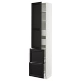SEKTION / MAXIMERA High cab w door/2 fronts/4 drawers, white/Lerhyttan black stained, 18x15x80 "