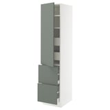 SEKTION / MAXIMERA High cab w door/2 fronts/4 drawers, white/Nickebo matt grey-green, 18x24x80 "