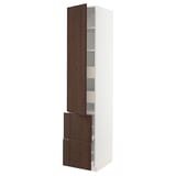 SEKTION / MAXIMERA High cab w door/2 fronts/4 drawers, white/Sinarp brown, 18x24x90 "