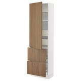 SEKTION / MAXIMERA High cab w door/2 fronts/4 drawers, white/Tistorp brown walnut effect, 24x15x80 "