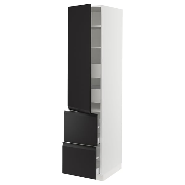 SEKTION / MAXIMERA High cab w door/2 fronts/4 drawers, white/Upplöv matt anthracite, 18x24x80 "