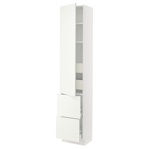 SEKTION / MAXIMERA High cab w door/2 fronts/4 drawers, white/Vallstena white, 18x15x90 "