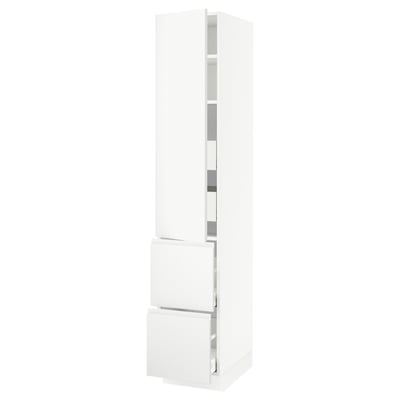 SEKTION / MAXIMERA High cab w door/2 fronts/4 drawers, white/Voxtorp matt white, 15x24x80 "