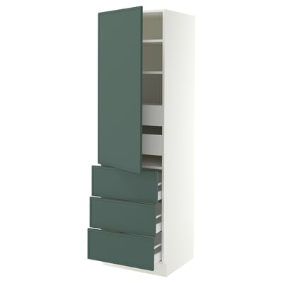 SEKTION / MAXIMERA High cab w door/3 fronts/5 drawers, white/Aspudden dark gray-green, 24x24x80 "