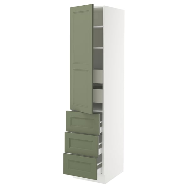 SEKTION / MAXIMERA High cab w door/3 fronts/5 drawers, white/Axstad gray-green, 18x24x80 "