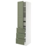 SEKTION / MAXIMERA High cab w door/3 fronts/5 drawers, white/Axstad gray-green, 18x24x80 "