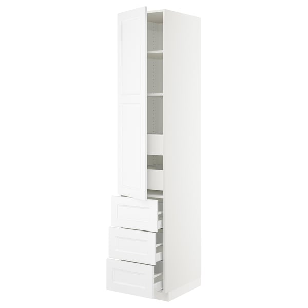 SEKTION / MAXIMERA High cab w door/3 fronts/5 drawers, white/Axstad matt white, 18x24x90 "