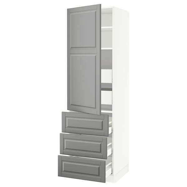 SEKTION / MAXIMERA High cab w door/3 fronts/5 drawers, white/Bodbyn gray, 24x24x80 "